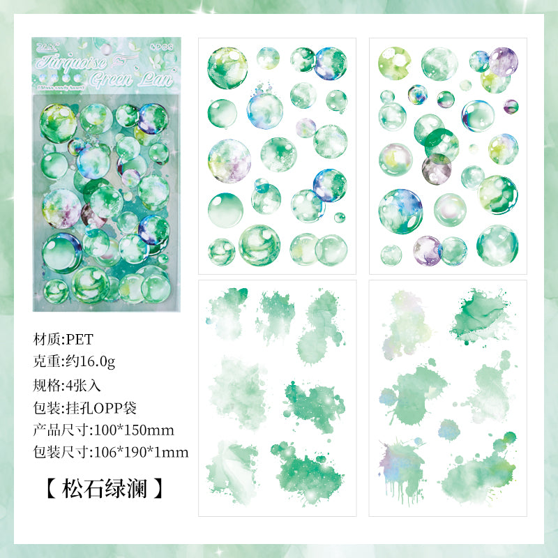 "Glazed Sugar Bubbles" 4 Sheets of Pre-cut PET Bubble Stickers