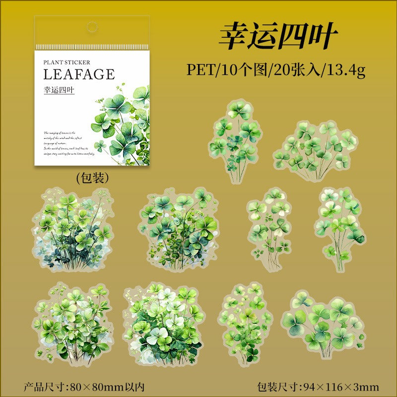 "Leafage" 20pcs Leaf Stickers Large Sized Stickers for Scrapbooking and Decorating