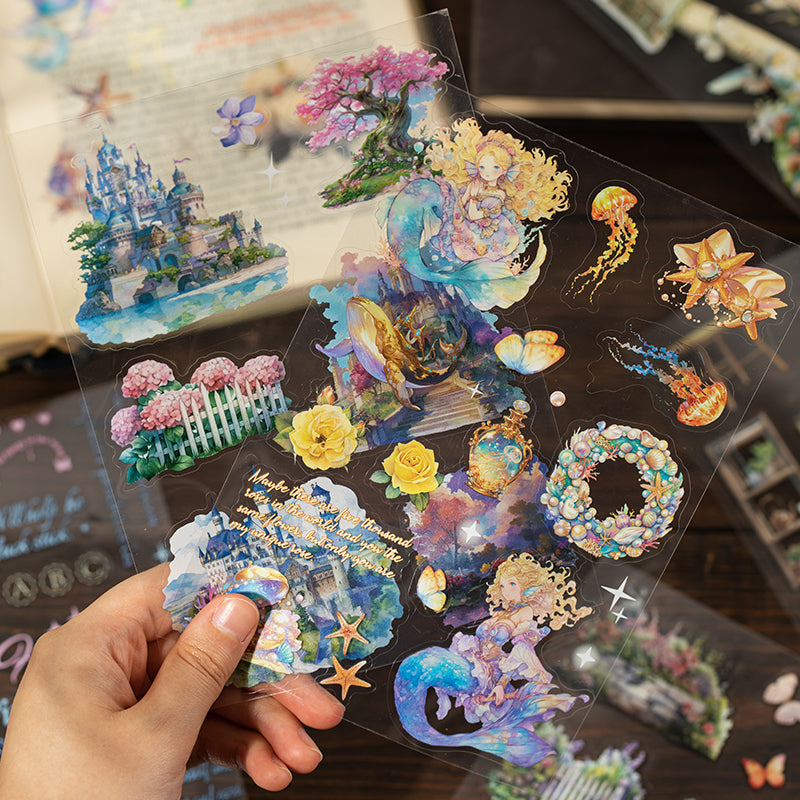 Cute Sticker Books Pre-cut 20 Sheets in one pack Mermaid Sticker Book