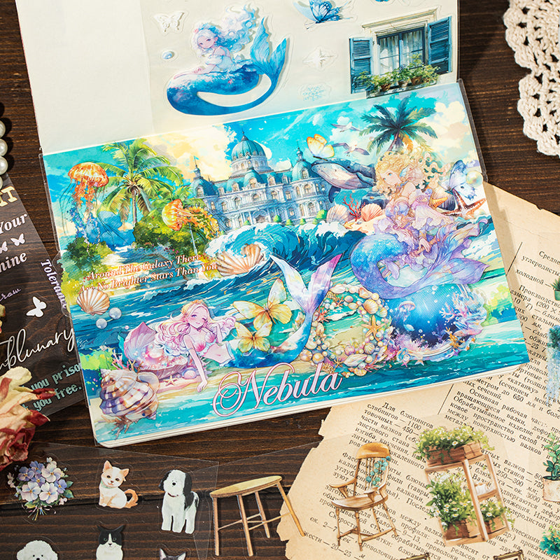 Cute Sticker Books Pre-cut 20 Sheets in one pack Mermaid Sticker Book