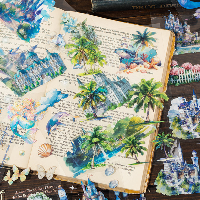 Cute Sticker Books Pre-cut 20 Sheets in one pack Mermaid Sticker Book