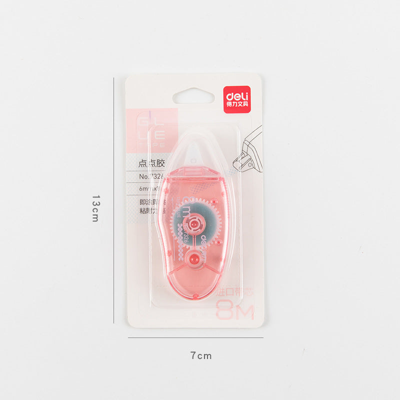 Deli Dotliner Double Sided Adhesive Roller, 8m × 6mm Clear Sticky Adhesive for Scrapbooking