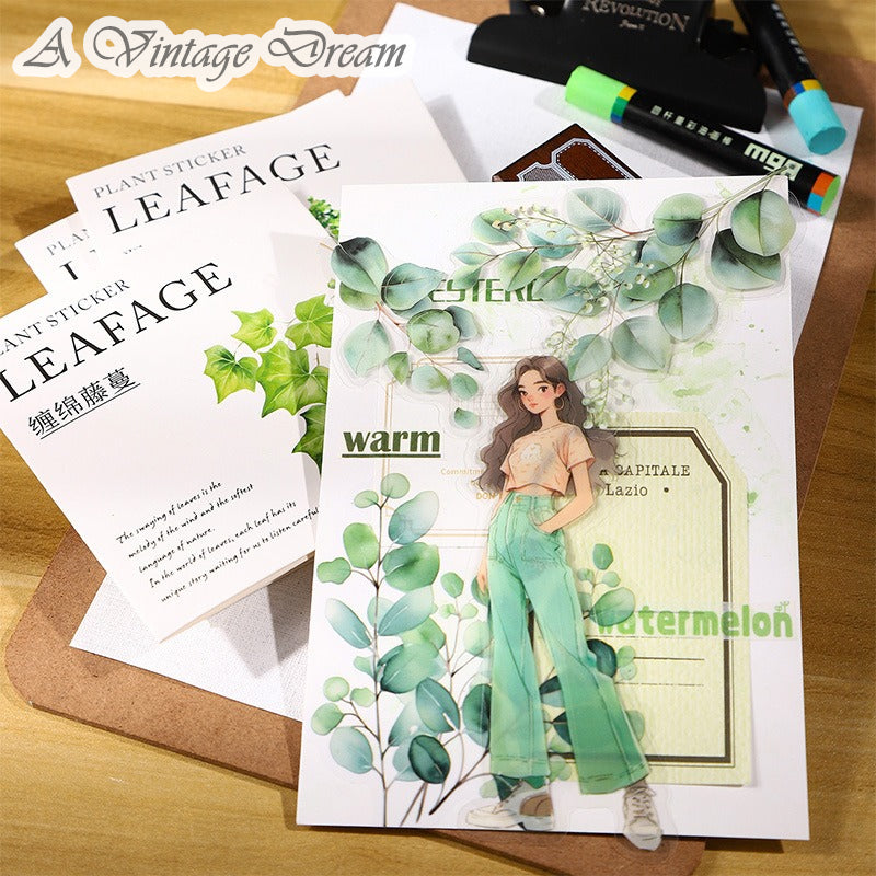 "Leafage" 20pcs Leaf Stickers Large Sized Stickers for Scrapbooking and Decorating