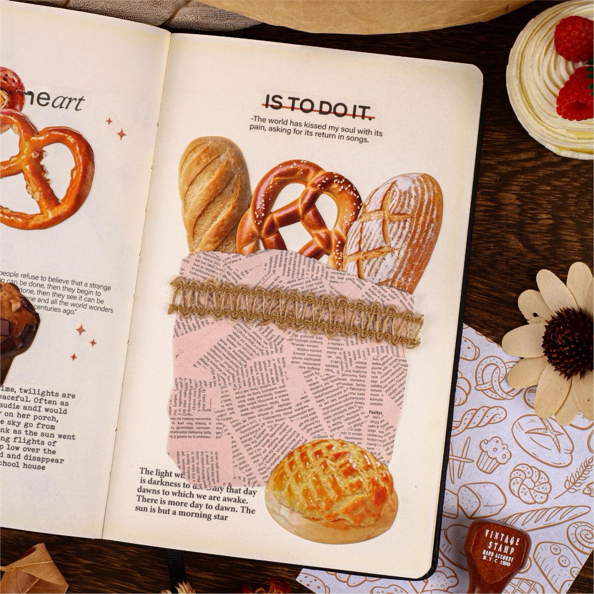 Bakery Themed Journal Packs Cardboard Stickers plus Papers 14pcs in