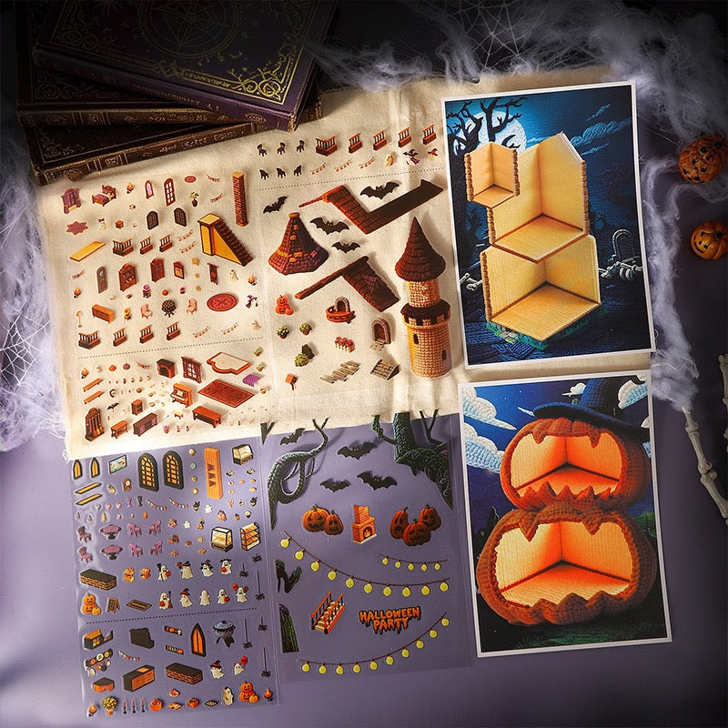Cute Halloween 3D Scenes Playing Stickers