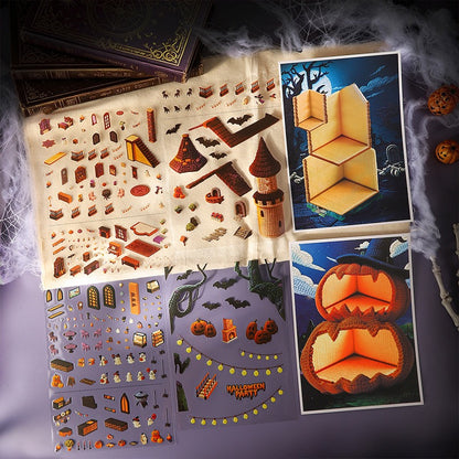 Cute Halloween 3D Scenes Playing Stickers