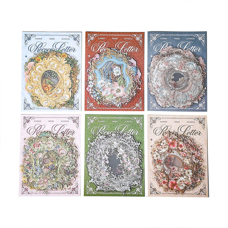 Vintage Rococo Styled PET Stickers 16pcs in Frame Stickers