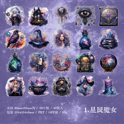 "Magical Fantasy" 40pcs Witchy Vibe PET Stickers