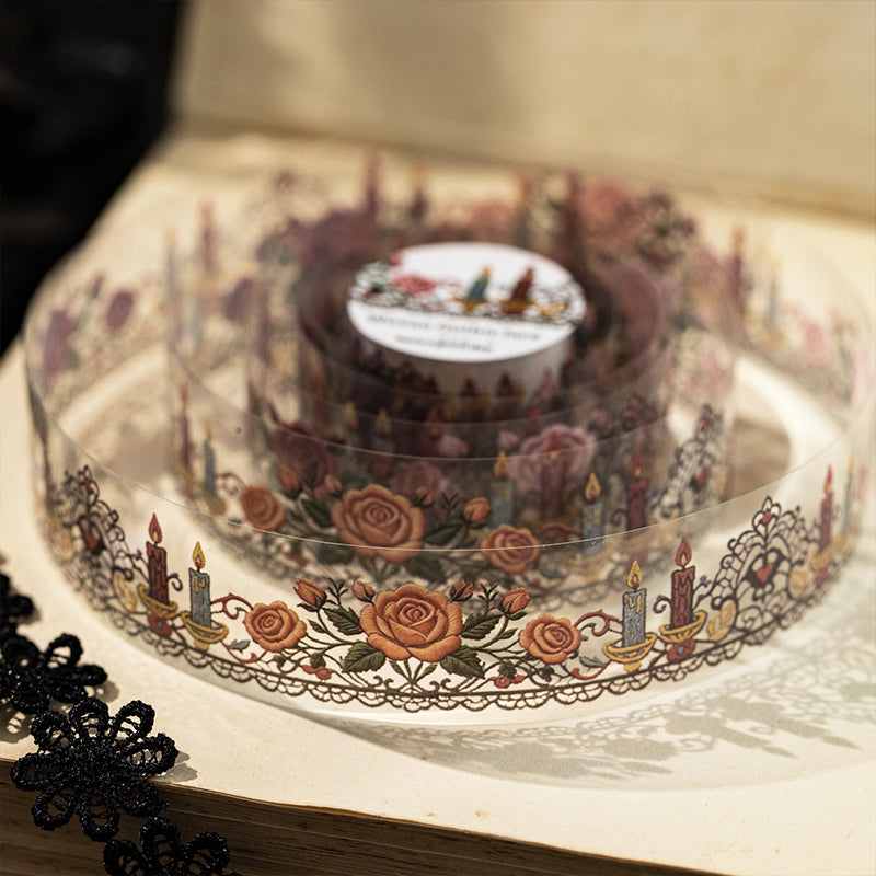 Dark Gothic Border Clear PET Decor Tape