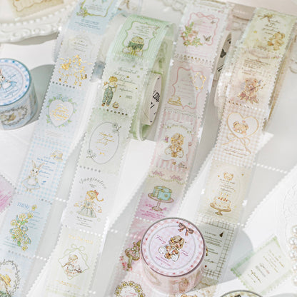 Cute Rococo Style Gold Foil Stamp Vellum Tape Pre-cut Cute Vellum Tape