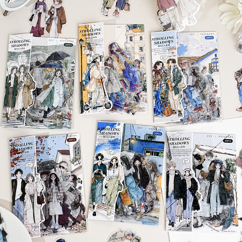 "Pedestrians Series" 20pcs Street pedestrians PET Stickers