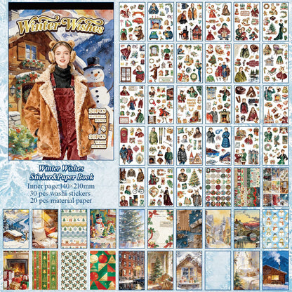 Winter Wishes Washi Sticker Book 30pcs Sticker & 20pcs Deco Papers