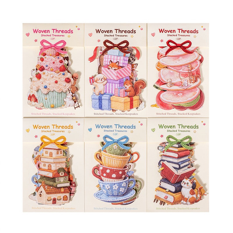 Woven Threads Large Sized Cardboard Stickers 12pcs in