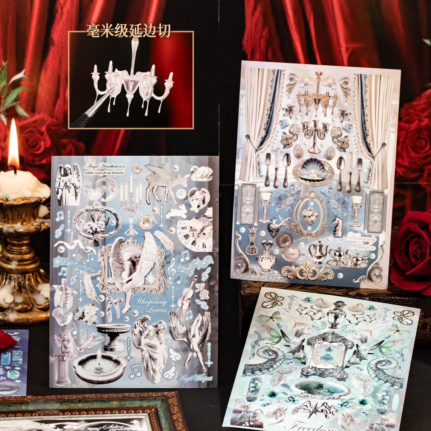 Whimsical Artistic Sticker Books 27 Sheets Dark Romantic Ephemera Journal Stickers