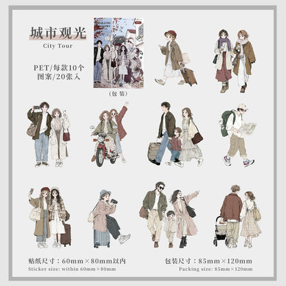 "Pedestrians Series" 20pcs Street pedestrians PET Stickers
