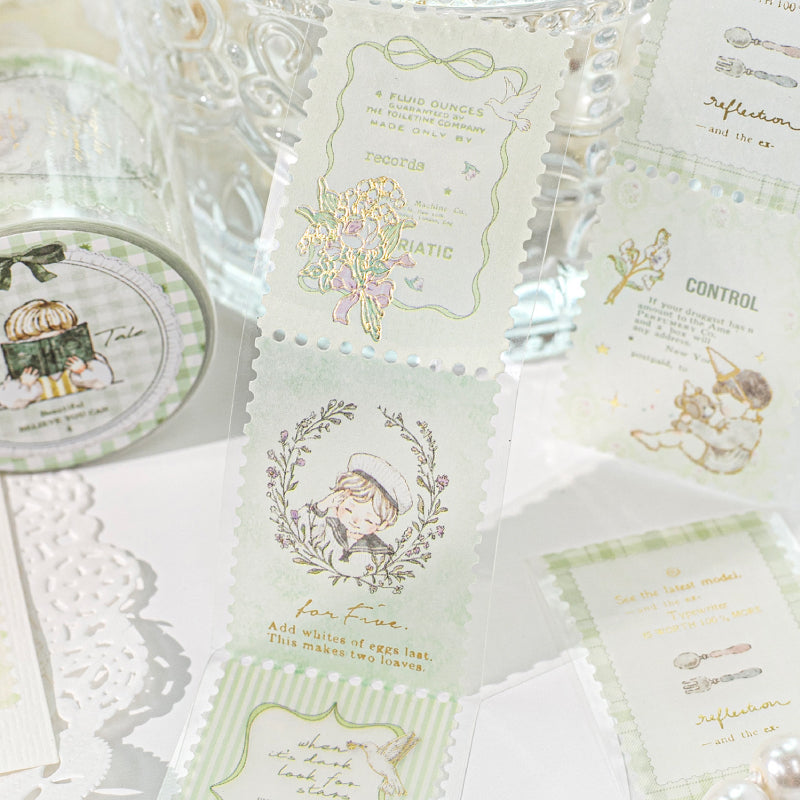 Cute Rococo Style Gold Foil Stamp Vellum Tape Pre-cut Cute Vellum Tape