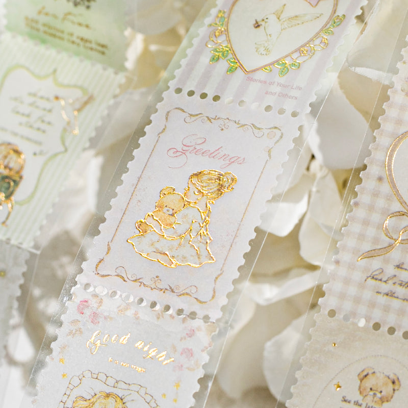 Cute Rococo Style Gold Foil Stamp Vellum Tape Pre-cut Cute Vellum Tape
