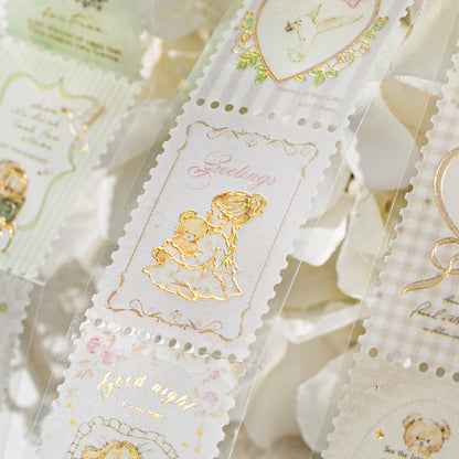Cute Rococo Style Gold Foil Stamp Vellum Tape Pre-cut Cute Vellum Tape