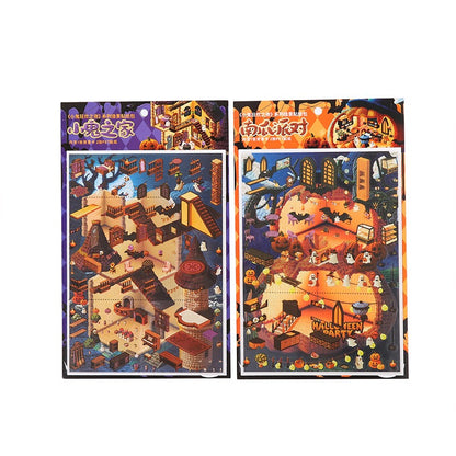 Cute Halloween 3D Scenes Playing Stickers