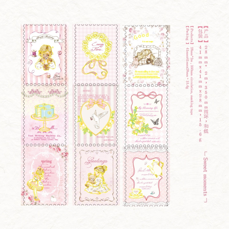 Cute Rococo Style Gold Foil Stamp Vellum Tape Pre-cut Cute Vellum Tape
