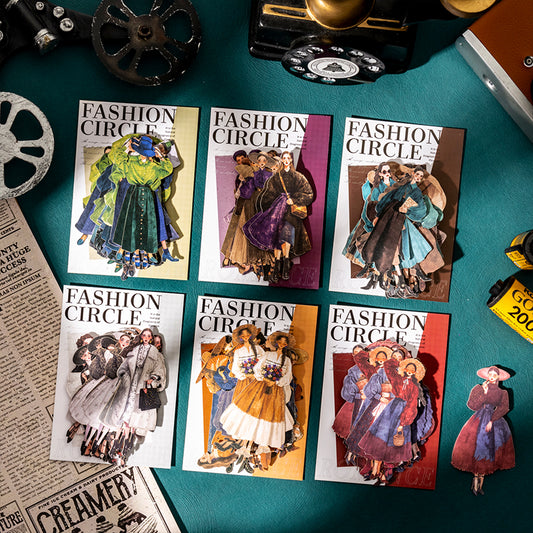 "Vintage Fashion Circle" 20pcs Decorative Stickers