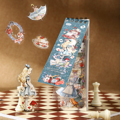 Alice Sticker Book with 50 Sheets of PET Stickers for Scrapbooking