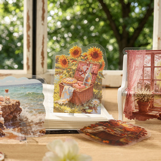 Cottage Landscape PET Scene Stickers with Decor Papers