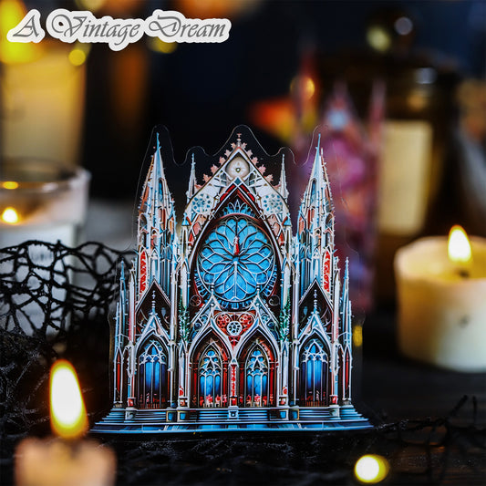 (15.Sept) 10pcs Large Sized Shiny Gothic Church & Castle Stickers for DIY and Scrapbooking