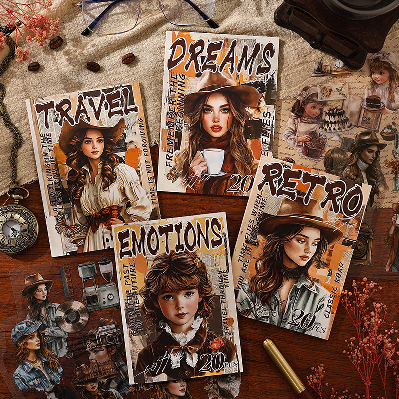 "Tracing Back Time" Retro Vintage Style Sticker Books