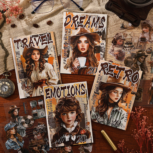 "Tracing Back Time" Retro Vintage Style Sticker Books