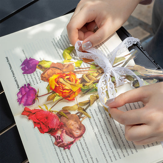 "Weekend Flower" 10pcs Large Sized Rose PET Stickers