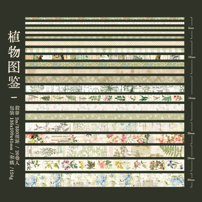 "Retro Party" Washi Tapes Box 20 Rolls in Washi Tapes With Backing