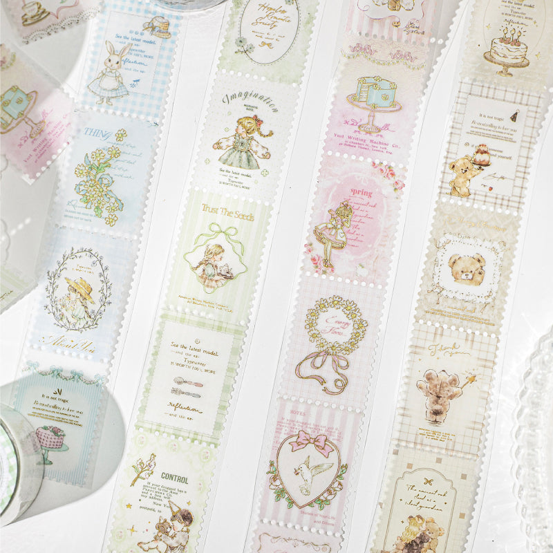 Cute Rococo Style Gold Foil Stamp Vellum Tape Pre-cut Cute Vellum Tape