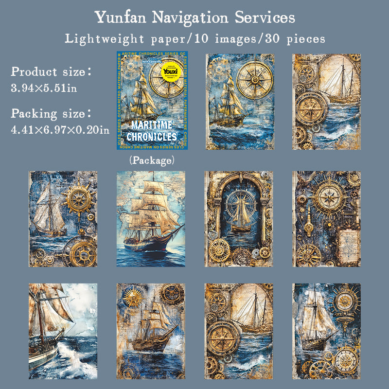 "Maritime Chronicles" 30 Sheets of Scrapbooking Decorative Papers
