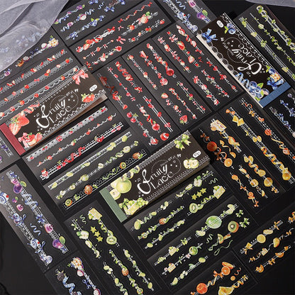 Fruit & Lace Cute Sticker Books Pre-cut PET Stickers 18 Sheets each
