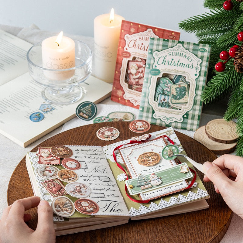 Christmas Summary 30pcs Embossed Cardboard Stickers