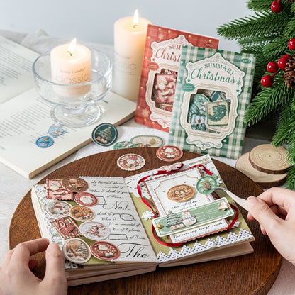 Christmas Summary 30pcs Embossed Cardboard Stickers
