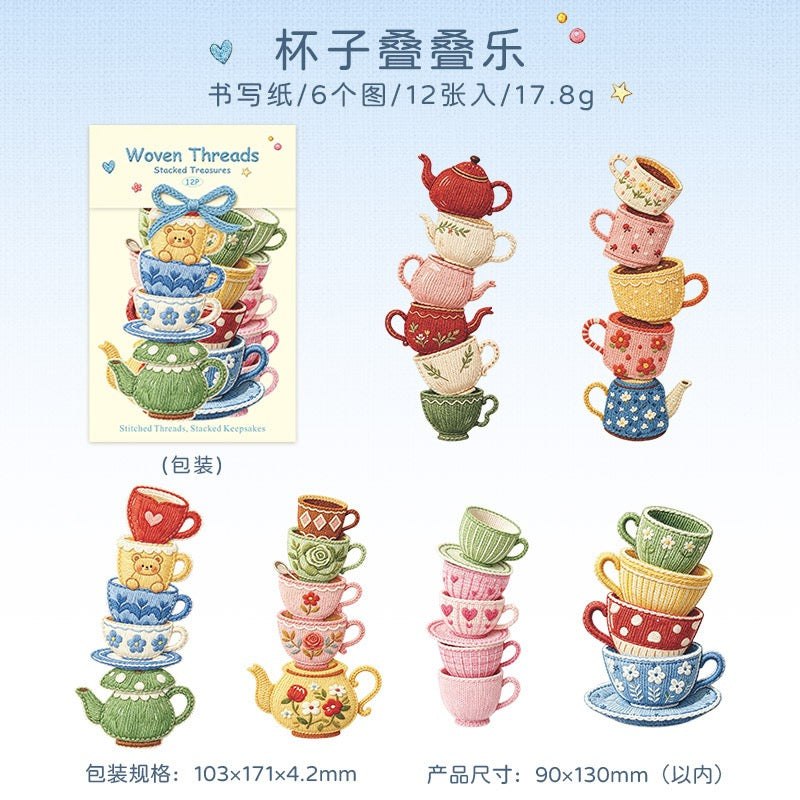 Woven Threads Large Sized Cardboard Stickers 12pcs in
