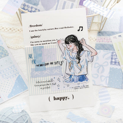 Fancy Surprise Spiral Bound Sticker Book, 50Pcs Pastel Grid Floral Stickers