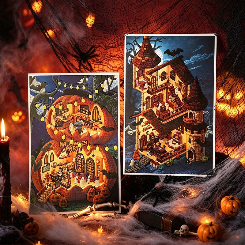 Cute Halloween 3D Scenes Playing Stickers