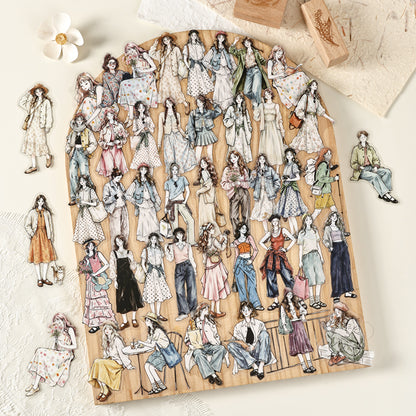 Poetic Companionship 100Pcs Cute Character Stickers Pack, Aesthetic Journal Stickers