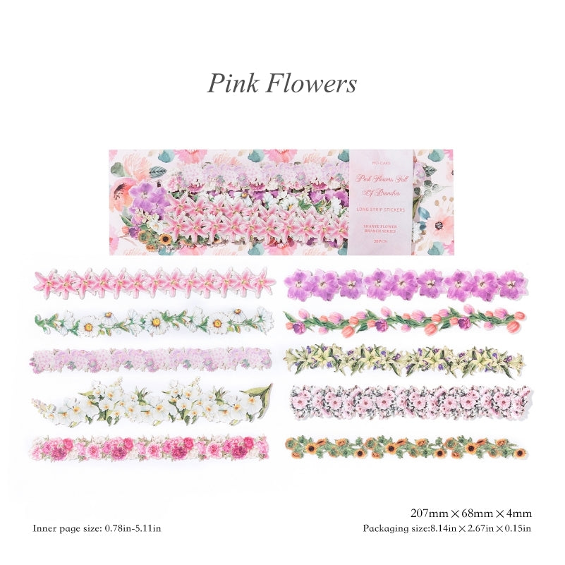 "Mountain Wild Flowers" 20pcs Long Strip Stickers