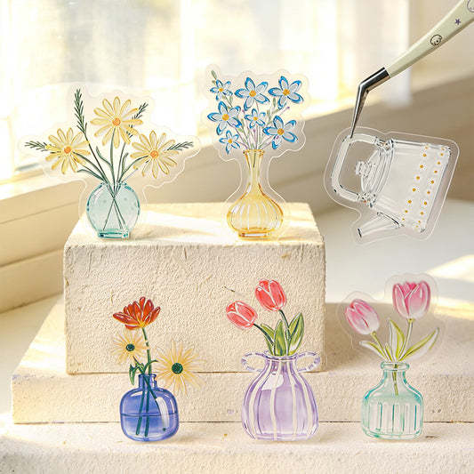 Glint & Gleam Clear PET Stickers 30pcs Cute Cottagecore Ephemera for Scrapbooking Planner Card Making DIY Crafts