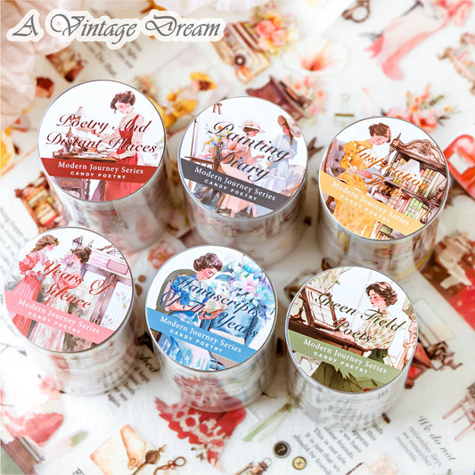 (22.June) 2m Elegant Victorian Ladies PET Tapes for Scrapbooking