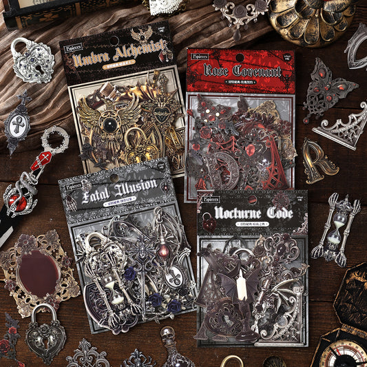 "Gothic Grimoire" 15pcs Embossed Cardboard for Journaling Decoration