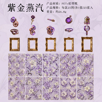 Steampunk Themed Journal Supplies with Large Stickers and Deco Papers
