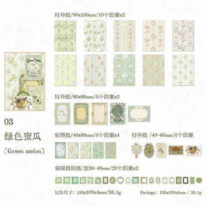 Rococo Vibe Journal Supplies Pack with 100pcs papers and Stickers in