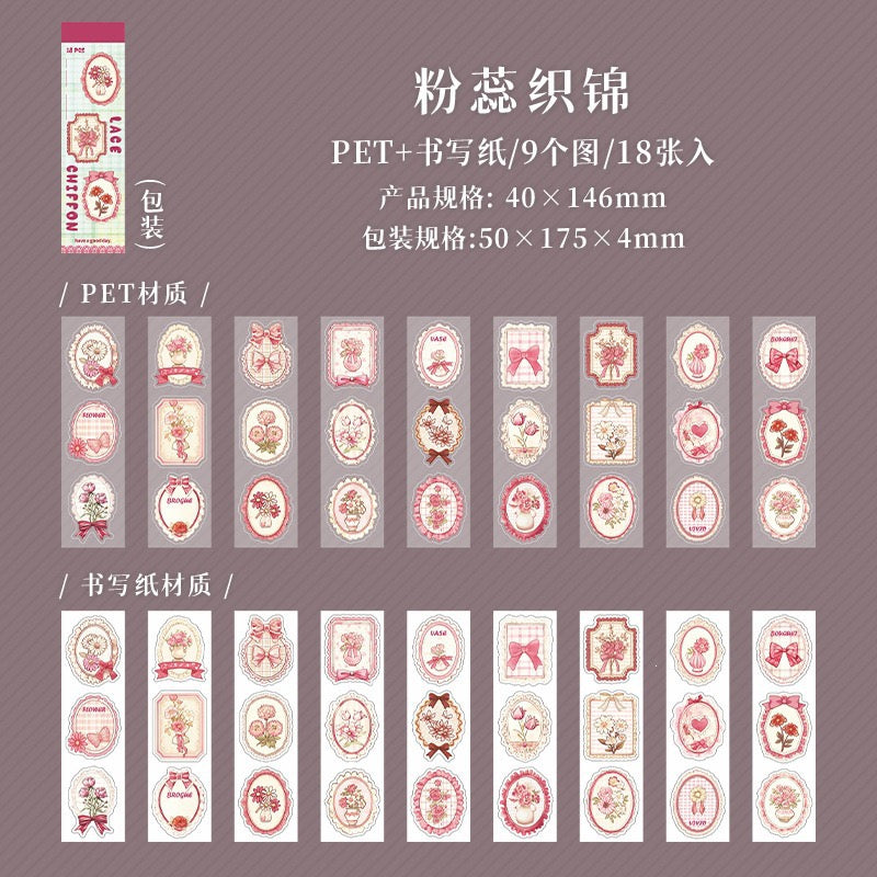 Lace Chiffon Sticker Books Cute Stickers Pre-cut