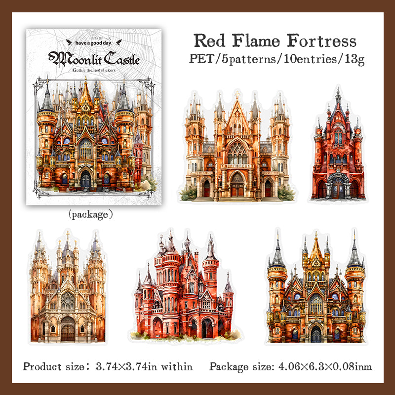 (15.Sept) 10pcs Large Sized Shiny Gothic Church & Castle Stickers for DIY and Scrapbooking