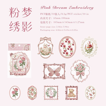 Cute Lace Frame PET Stickers 10pcs in